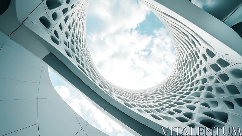 Parametric Architecture Against Sky. Modern Curved Facade.