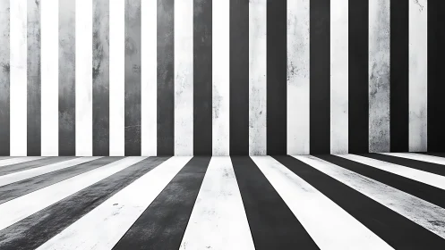 Monochrome vertical and horizontal striped interior space