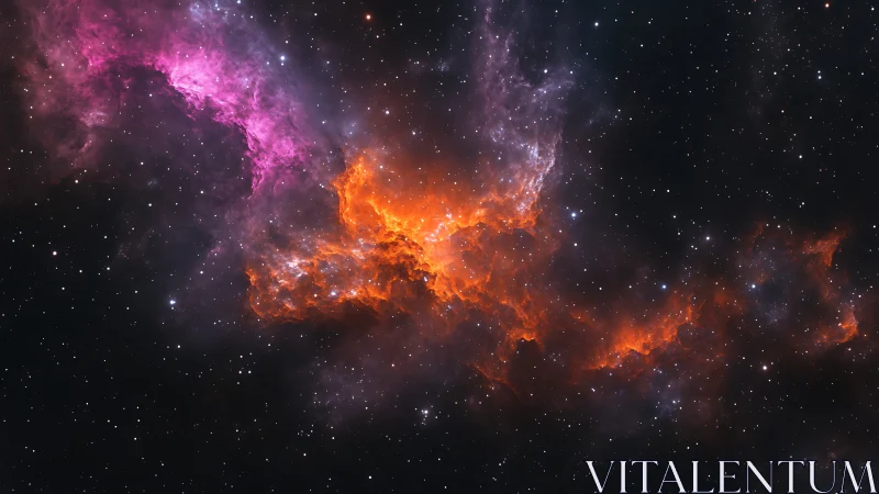 Bioluminescent nebula cloud arcs through dense starfield