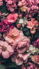 Lush garden of romantic roses blooms in stunning pink hues