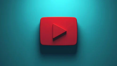 Red play button icon on teal background with shadow.