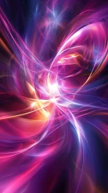 Vibrant neon light trails form swirling abstract energy field