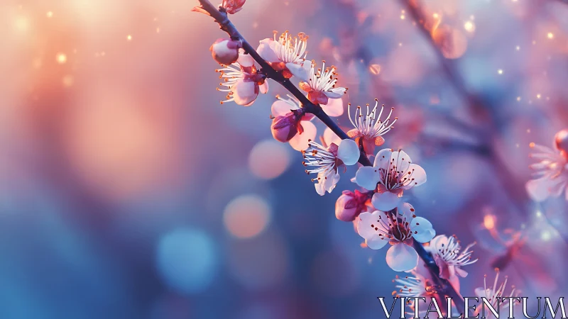 Delicate Spring Blossoms Glowing in Soft Light.