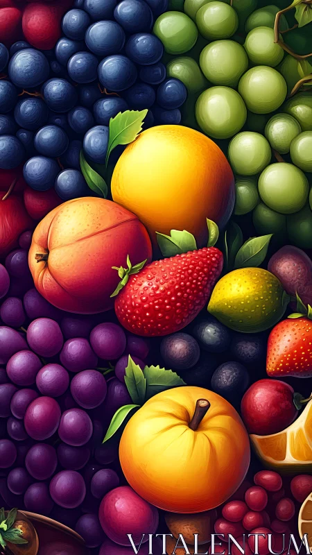 Highly saturated digital still life renders assorted glossy fruits