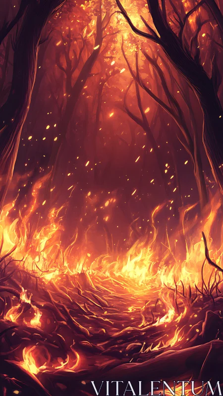 Inferno Forest Consumed by Raging Wildfire.