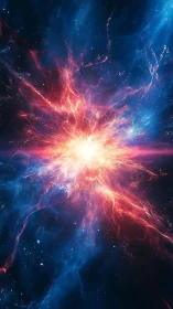 Brilliant cosmic burst glows warmly in deep starry space