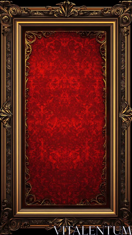 Baroque gold frame guarding a secret scarlet velvet portal.