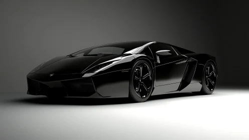 Midnight supercar prowls under studio lights in polished stealth