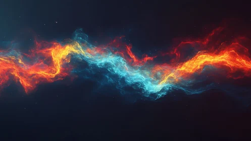 Luminous Energy Dance: Fiery Cosmic Waves.