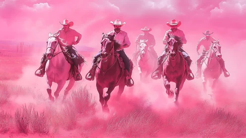 Pink dust stampede turns desert cowboys into neon legends