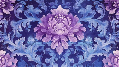 Lush purple florals blooming softly against deep blue.