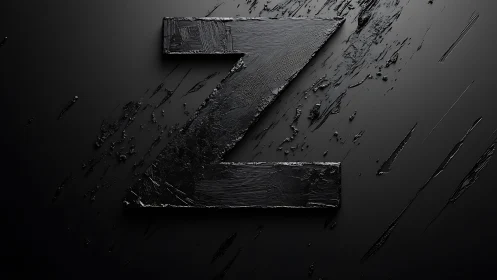 Bold black Z emerges in textured abstract darkness