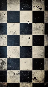 Scuffed checkerboard floor quietly archives footsteps and stories