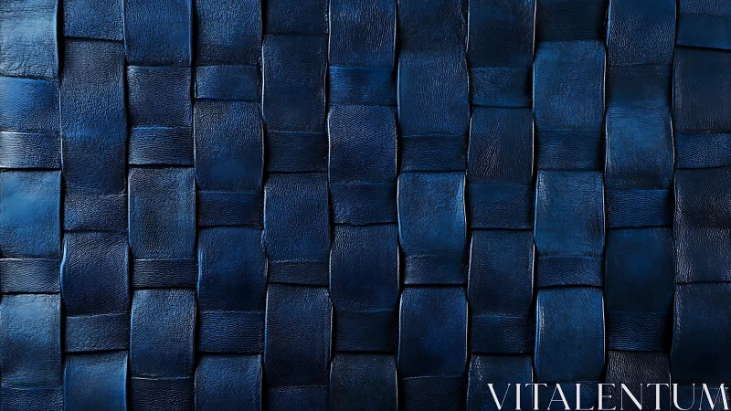 Interlocked navy leather tiles form a rhythmic woven surface