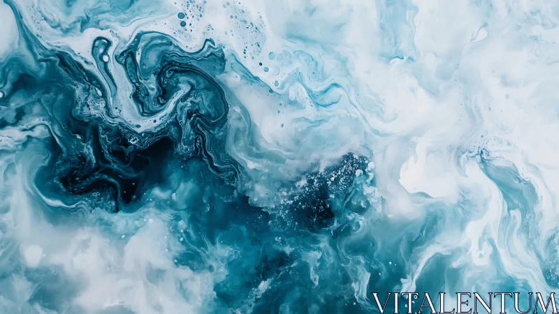 Oceanic teal currents drift through swirling white mists.