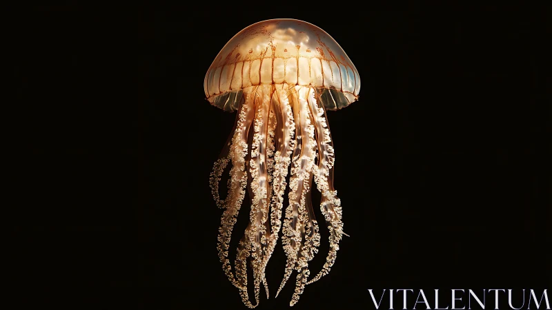 Gentle jellyfish drifting like a lantern in deep water.