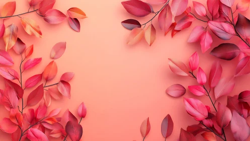 Soft coral leaves framing a cozy, welcoming background.