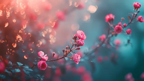 Pink Carnation Blooms with Bokeh Light Diffusion and Color Gradient Transition