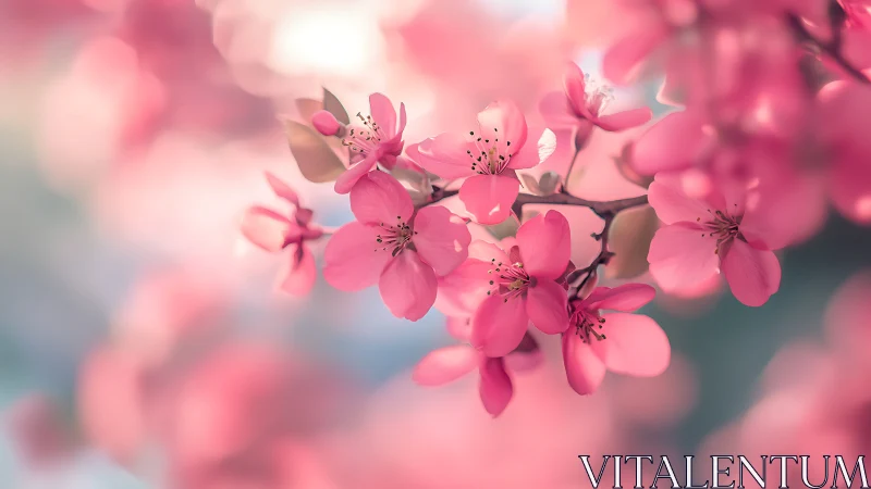Pink blossoms dance in dreamy spring glory with sculptural grace