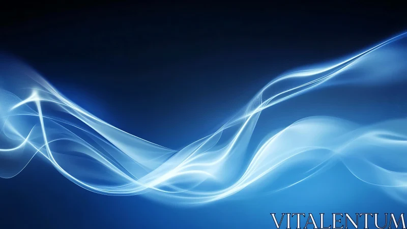 Blue light waves curve across dark gradient digital background