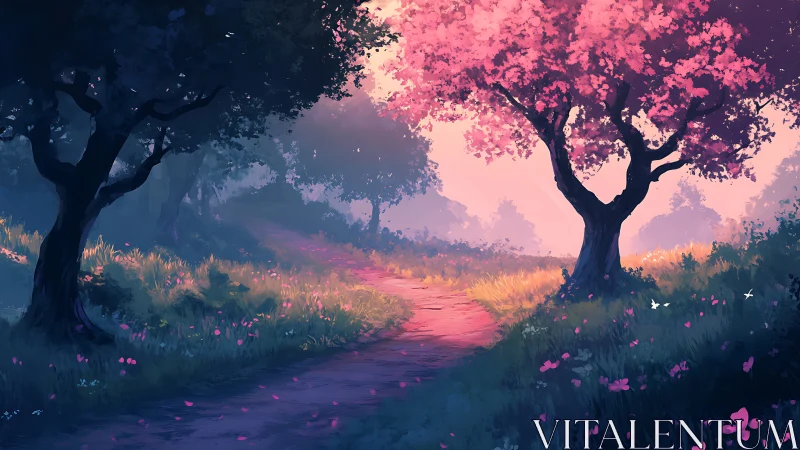 Cherry Blossom Path: A Serene Journey Through Magical Woodlands.