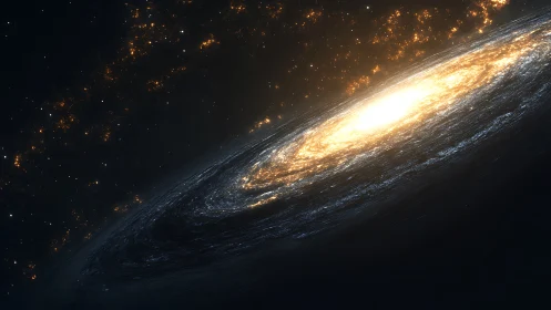 Spiral galaxy rendered with dense star fields and bright core