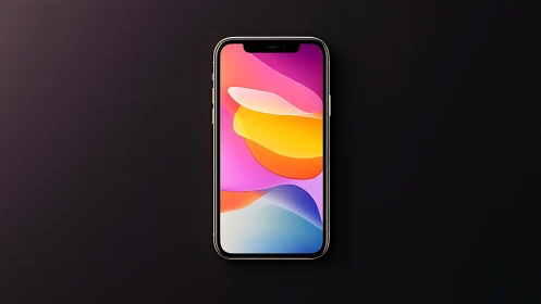 Smartphone with Layered Gradient Wallpaper Design.