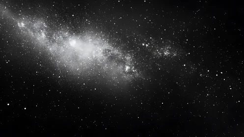 Monochrome galactic band renders dense stellar field in space