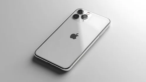 Silver iPhone 11 Pro displays triple camera system against gradient backdrop