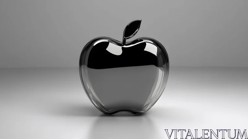 Sleek black glass apple on gradient background, modern 3D render.