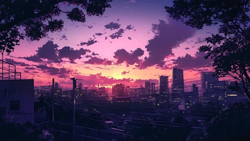 City sunset soaked in lavender skies and quiet lights.