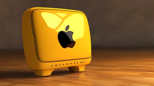 Retro Yellow iMac Computer Desk Display.