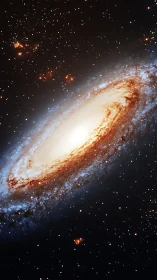 Spiral galaxy with bright core amid dense star field.