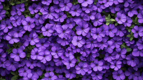 Vibrant Purple Petunias in Full Bloom Dense Botanical Display.