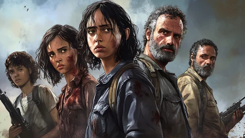 Gruff survivors stand united in tense postapocalyptic standoff.