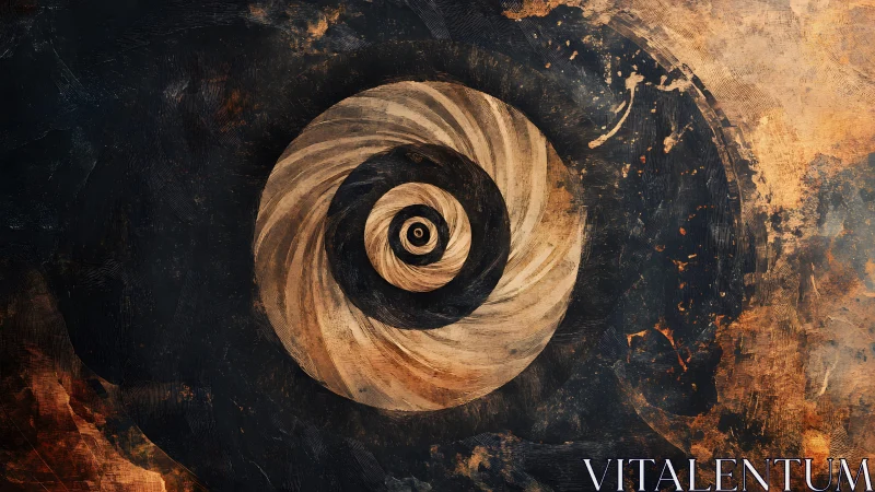 Abstract Spiral Vortex in Earthy Tones, Textured Artistic Style.