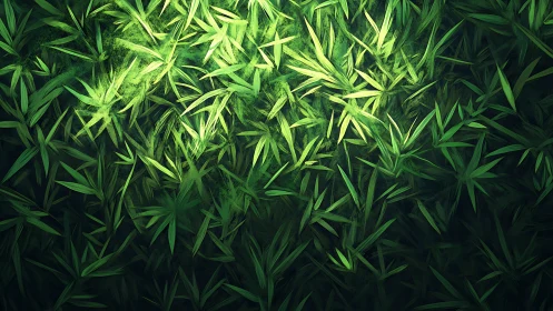 Digital bamboo canopy study with layered luminous foliage.