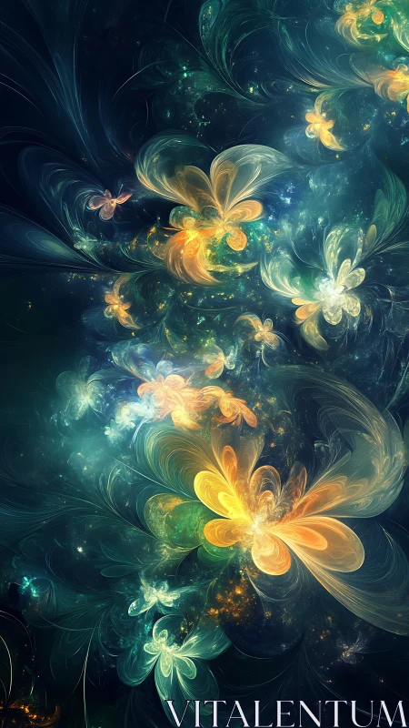 Glowing dreamlike butterflies drifting through starlit color.