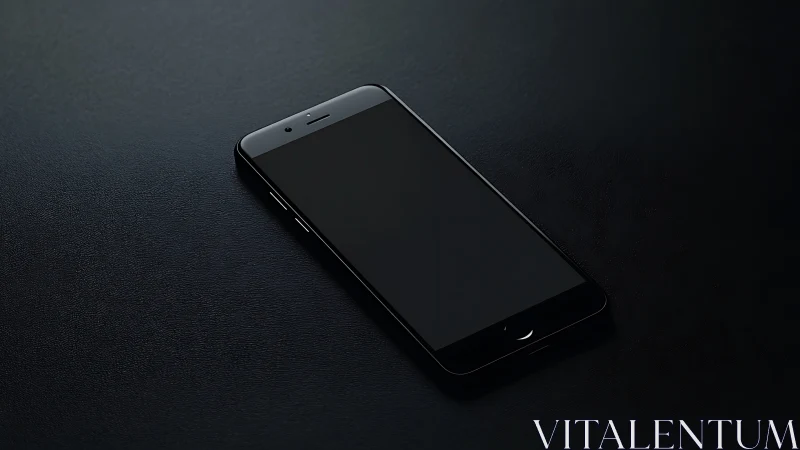 Black smartphone display on dark textured surface with minimal dramatic lighting