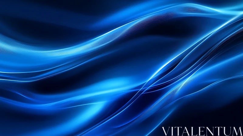 Electric blue currents weaving through a midnight digital sea.