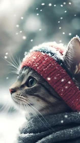 Winter Feline Portrait: Knit Cap Study in Seasonal Realism.