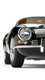 Classic black sports car front view captures timeless prestige