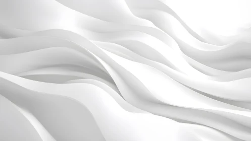 Flowing White Abstract Waves in Minimalist 3D Digital Art.