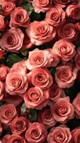 Coral Gradient Rose Arrangement: Volumetric Floral Still Life.