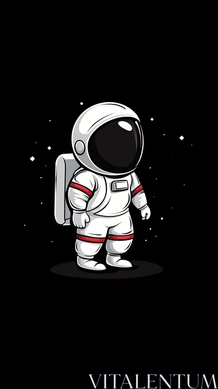 Tiny stargazing astronaut drifts in velvet cartoon cosmos.