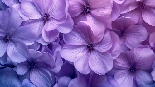 Close examination of purple petaled flowers with detailed stamen structures.