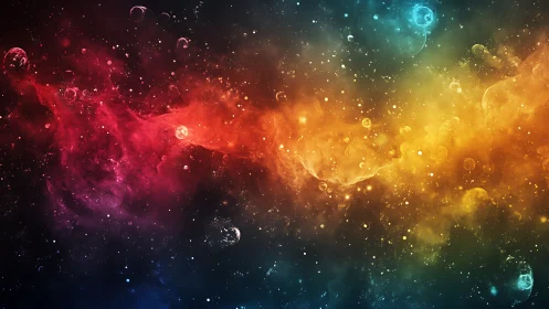 Multicolor interstellar nebula band with dust clouds and stars