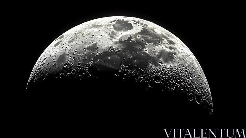 Half-lit lunar surface glows gently in the quiet dark sky