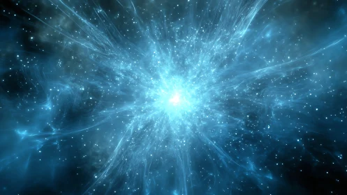 Radial stellar burst in luminous deep-space digital painting.