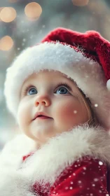 Tiny winter dreamer studies the quiet magic of falling snow